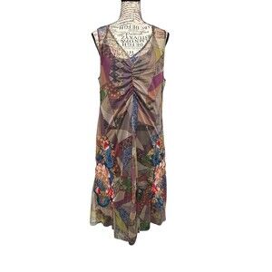 NWT Johnny Was Embroidered Cassia Mesh with Slip Dress Large Midi Art Fairy Boho